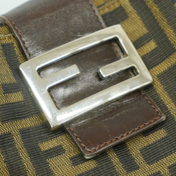 Fendi Shoulder Bag Zucca Nylon Canvas Brown Silver Hardware Women - Picture 10 of 10